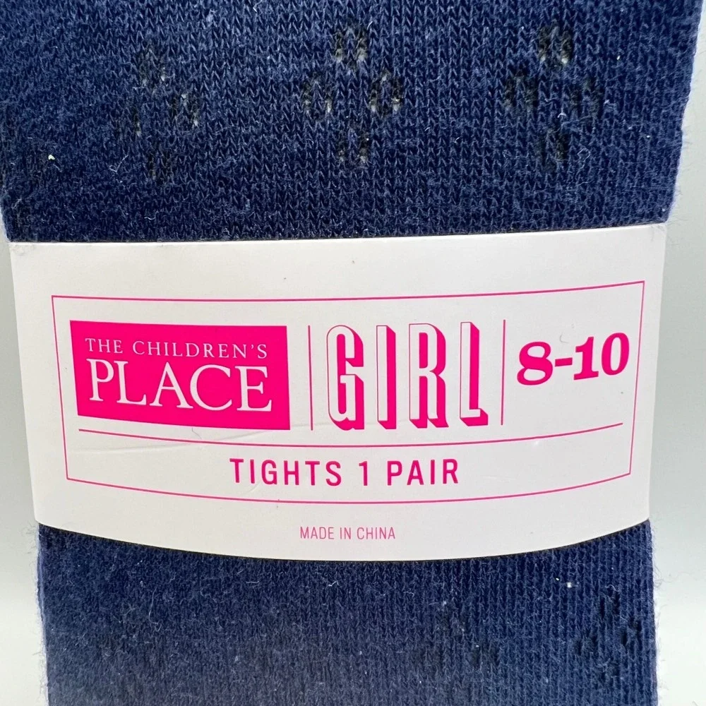 The Children's Place Woven Patterned Tights Girls 8-10 Tidal Triangle New